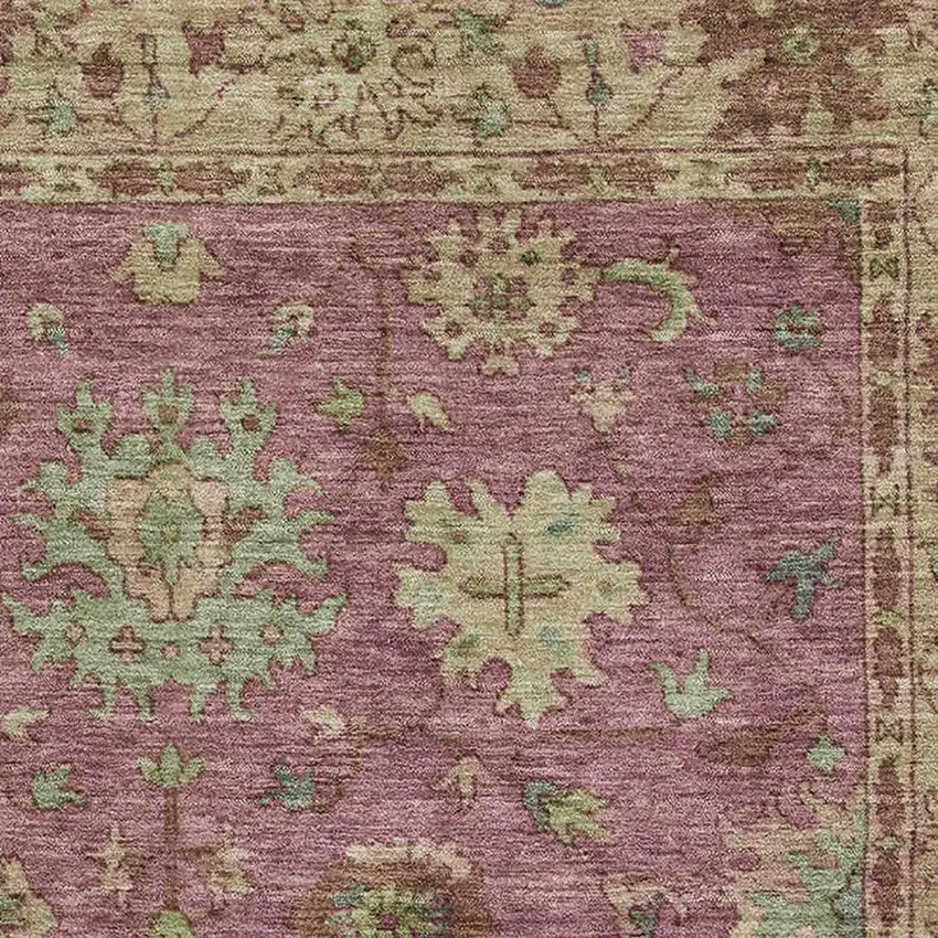 Pink And Beige Oriental Washable Area Rug With UV Protection Photo 3