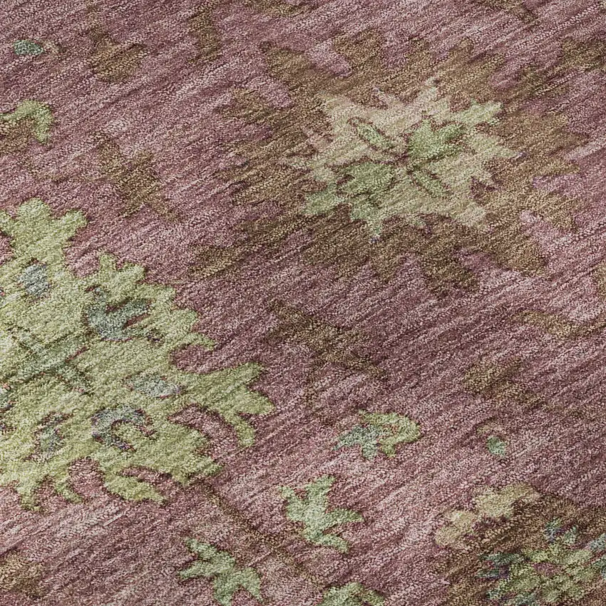 Pink And Beige Oriental Washable Area Rug With UV Protection Photo 8