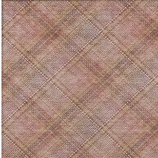 Pink And Beige Plaid Washable Indoor Outdoor Area Rug Photo 2
