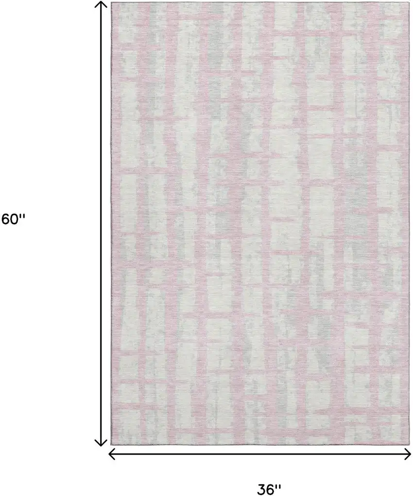 Pink And Beige Striped Washable Area Rug With UV Protection Photo 3