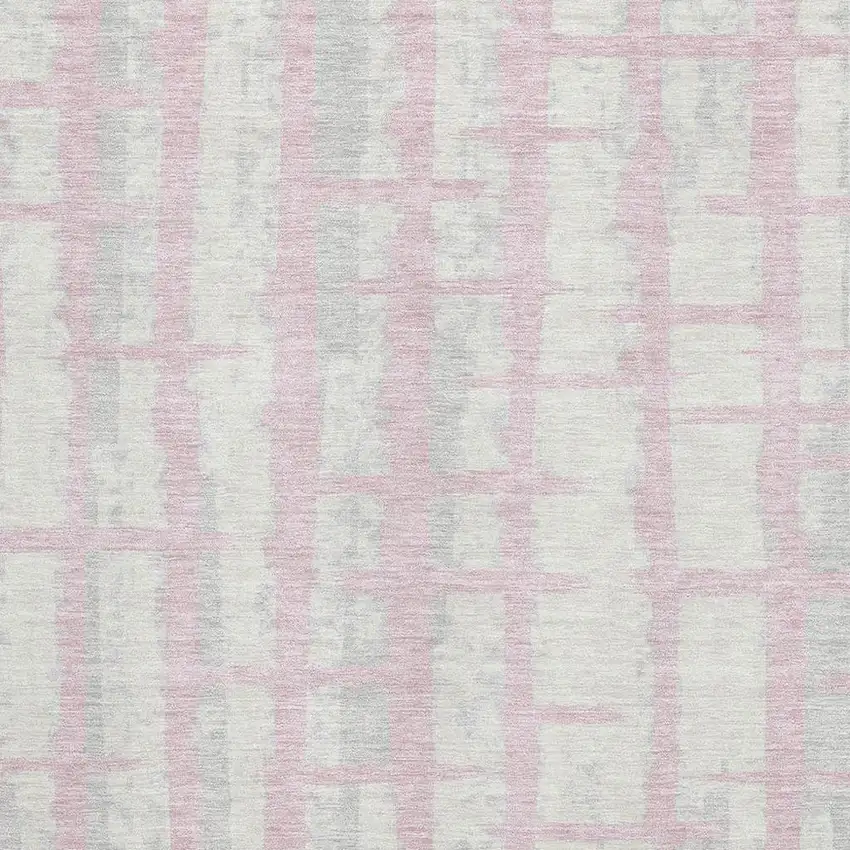 Pink And Beige Striped Washable Area Rug With UV Protection Photo 3