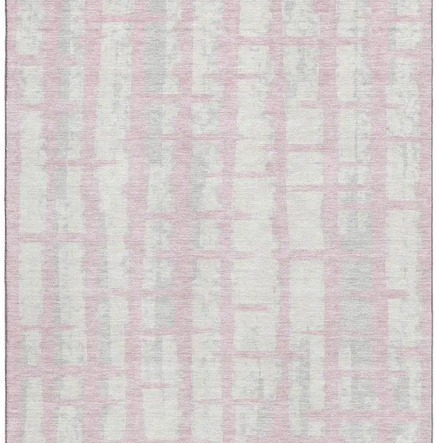 Pink And Beige Striped Washable Area Rug With UV Protection Photo 3
