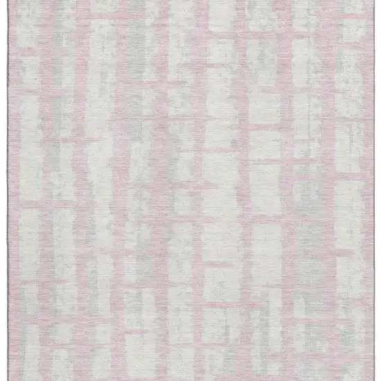 Pink And Beige Striped Washable Area Rug With UV Protection Photo 4