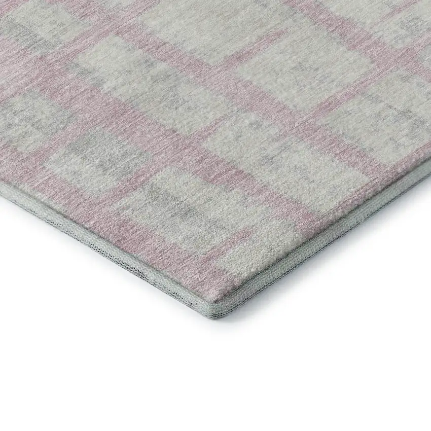 Pink And Beige Striped Washable Area Rug With UV Protection Photo 8
