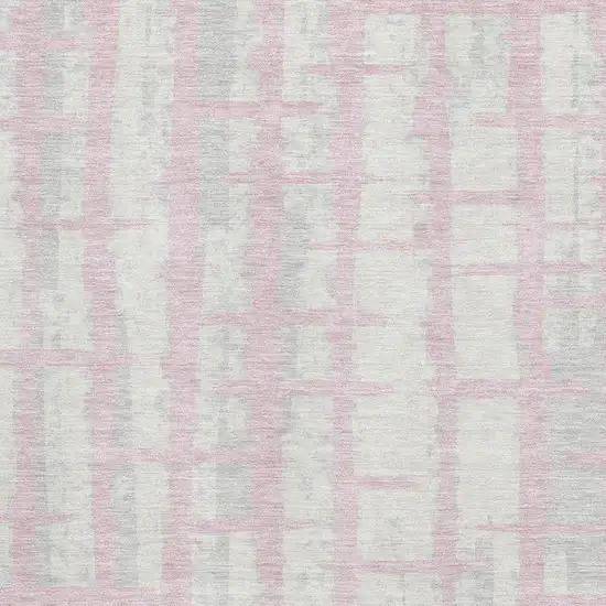 Pink And Beige Striped Washable Area Rug With UV Protection Photo 3