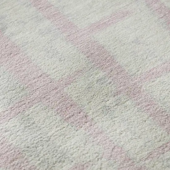 Pink And Beige Striped Washable Area Rug With UV Protection Photo 8