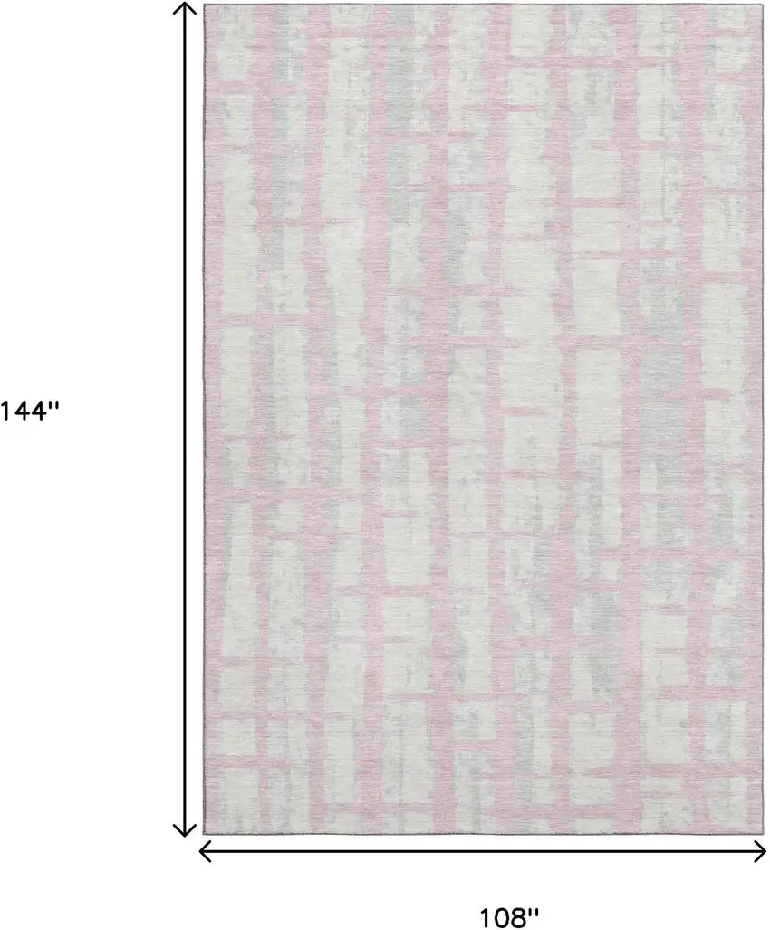 Pink And Beige Striped Washable Area Rug With UV Protection Photo 9