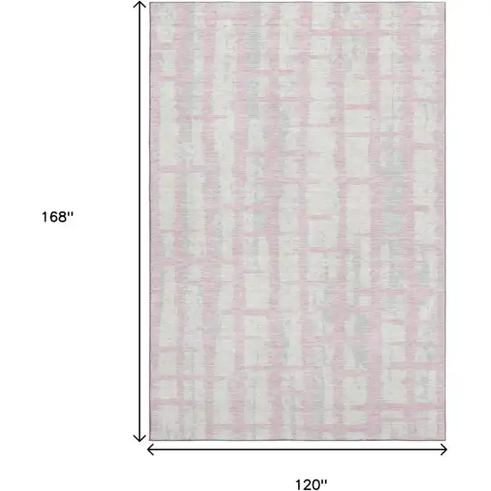 Pink And Beige Striped Washable Area Rug With UV Protection Photo 9