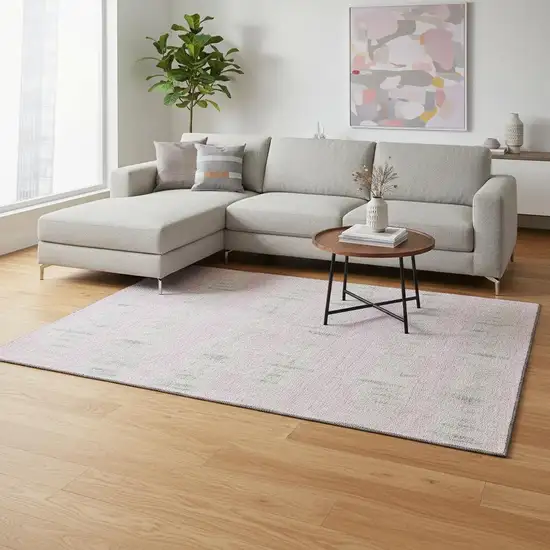 Pink And Beige Striped Washable Area Rug With UV Protection Photo 2