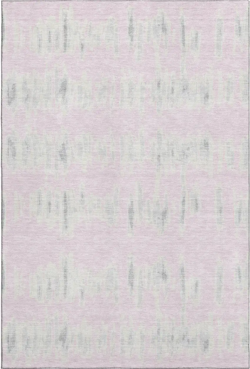 Pink And Beige Striped Washable Area Rug With UV Protection Photo 1