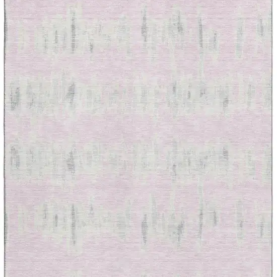 Pink And Beige Striped Washable Area Rug With UV Protection Photo 3