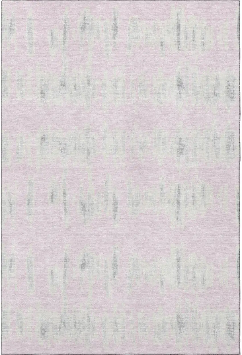 Pink And Beige Striped Washable Area Rug With UV Protection Photo 4