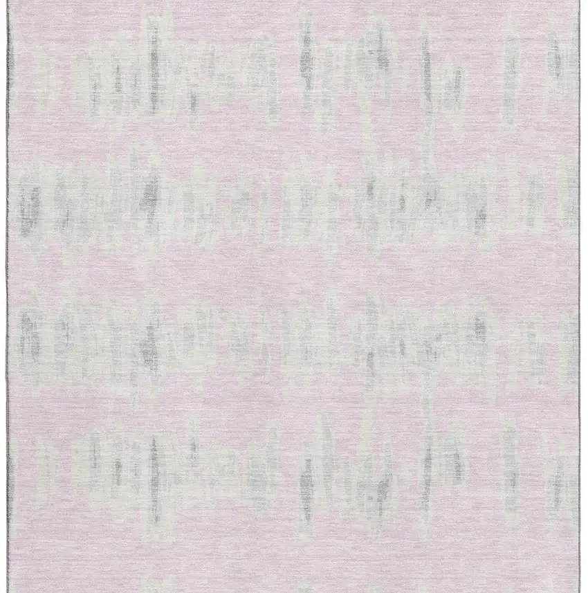 Pink And Beige Striped Washable Area Rug With UV Protection Photo 3