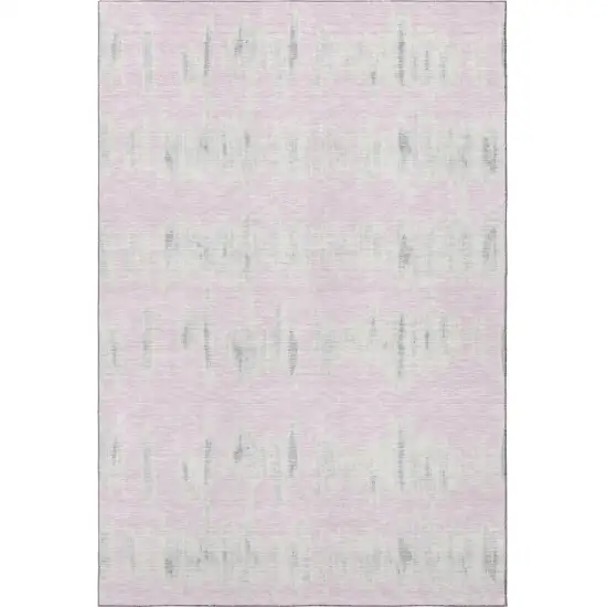 Pink And Beige Striped Washable Area Rug With UV Protection Photo 4