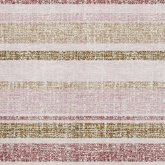 Pink And Beige Striped Washable Area Rug With UV Protection Photo 3