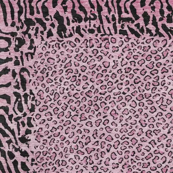 Pink And Black Animal Print Washable Area Rug With UV Protection Photo 2