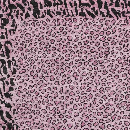 Pink And Black Animal Print Washable Area Rug With UV Protection Photo 2