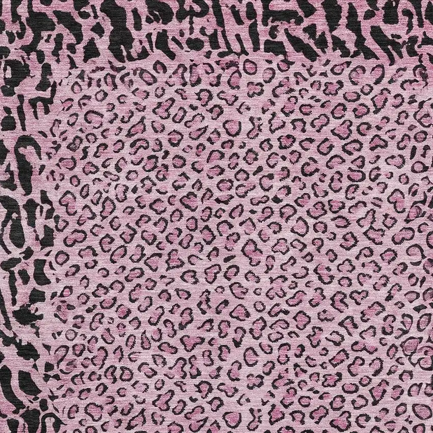 Pink And Black Animal Print Washable Area Rug With UV Protection Photo 2