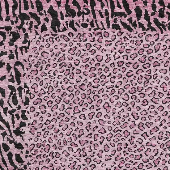 Pink And Black Animal Print Washable Area Rug With UV Protection Photo 2