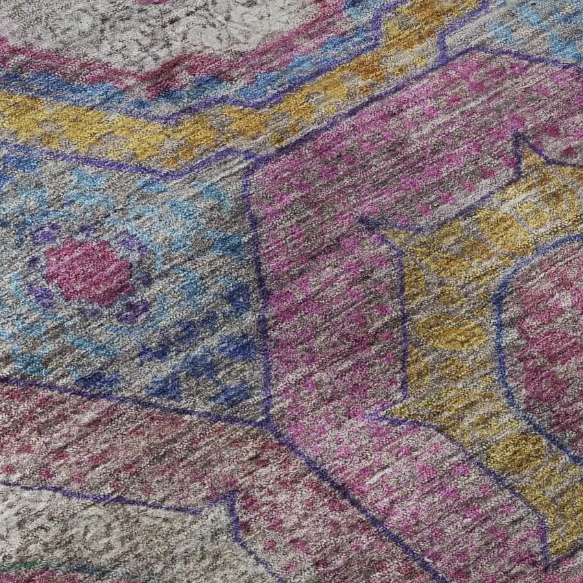 Pink And Blue Geometric Washable Area Rug With UV Protection Photo 8