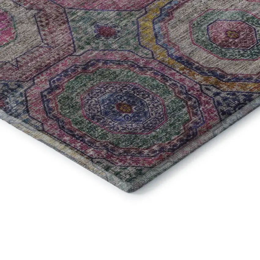 Pink And Blue Geometric Washable Area Rug With UV Protection Photo 7