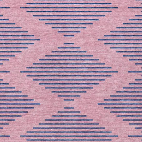 Pink And Blue Geometric Washable Indoor Outdoor Area Rug Photo 6