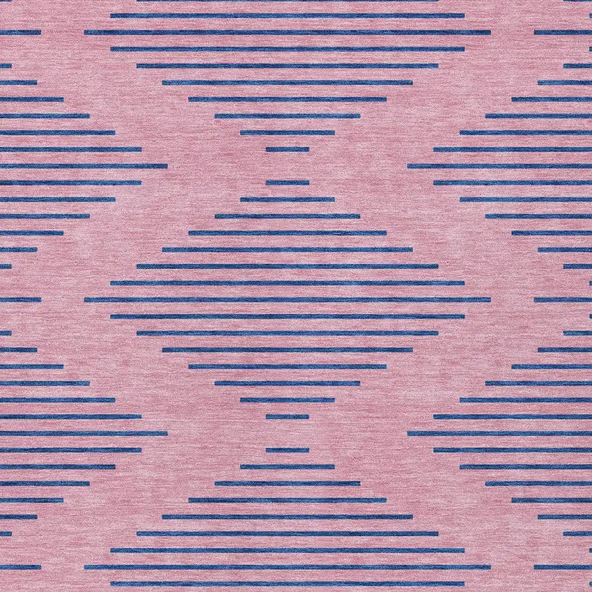 Pink And Blue Geometric Washable Indoor Outdoor Area Rug Photo 6