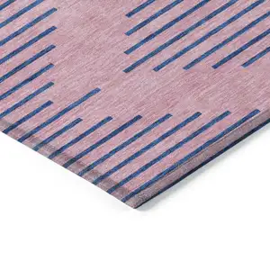 Photo of Pink And Blue Geometric Washable Indoor Outdoor Area Rug