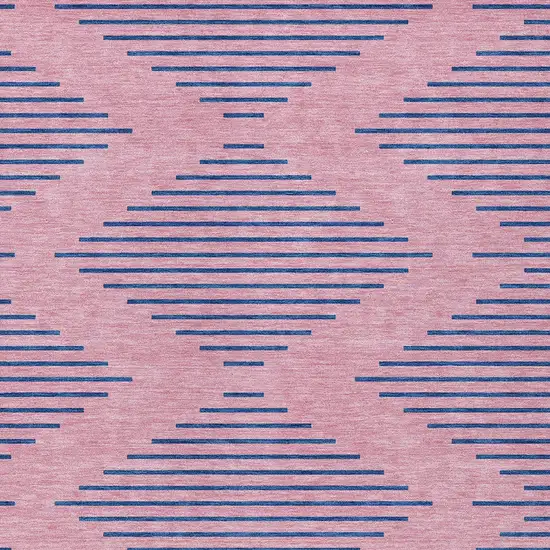 Pink And Blue Geometric Washable Indoor Outdoor Area Rug Photo 6
