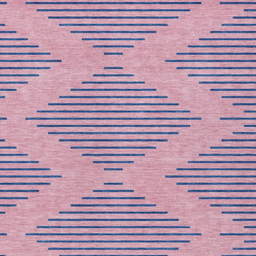 Pink And Blue Geometric Washable Indoor Outdoor Area Rug Photo 6