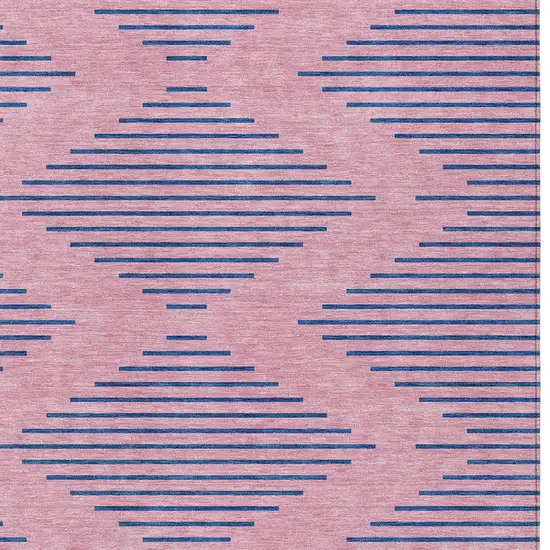 Pink And Blue Geometric Washable Indoor Outdoor Area Rug Photo 6