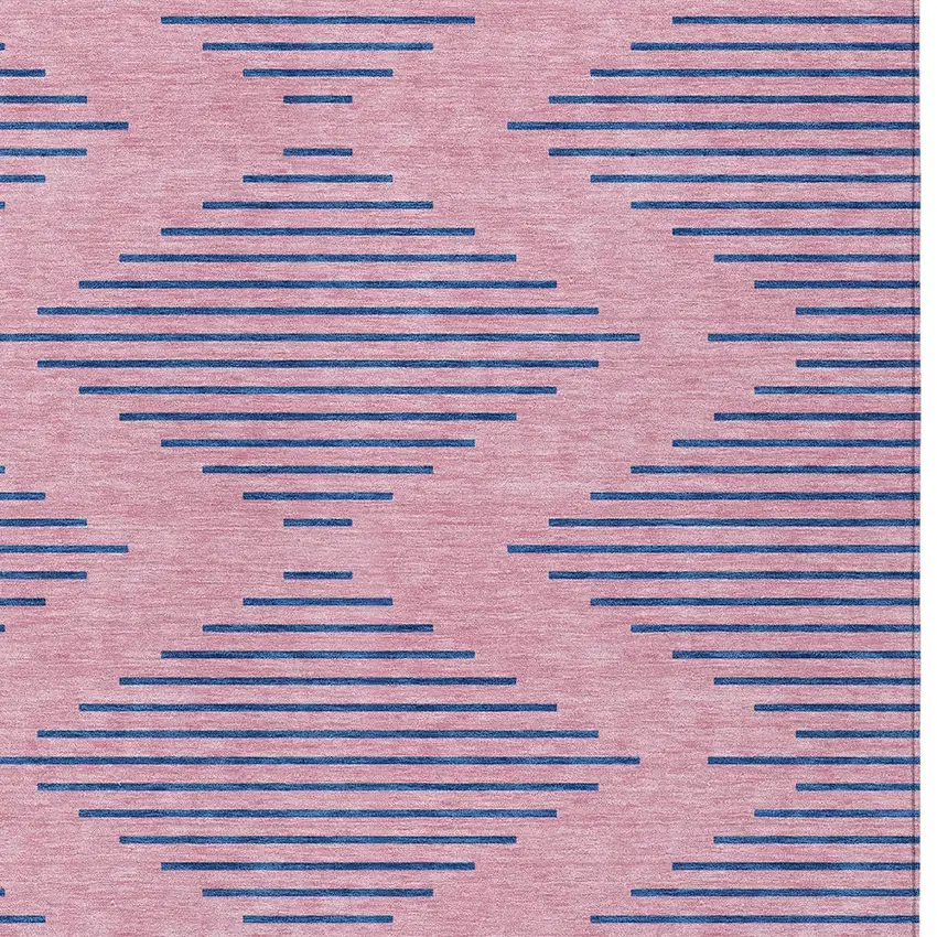 Pink And Blue Geometric Washable Indoor Outdoor Area Rug Photo 6