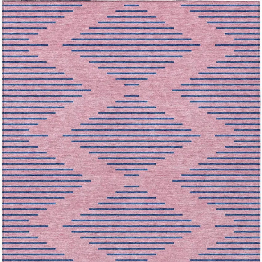 Pink And Blue Geometric Washable Indoor Outdoor Area Rug Photo 7
