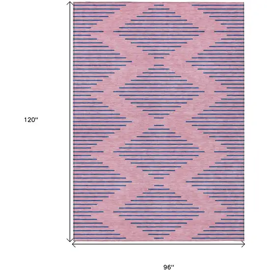 Pink And Blue Geometric Washable Indoor Outdoor Area Rug Photo 3