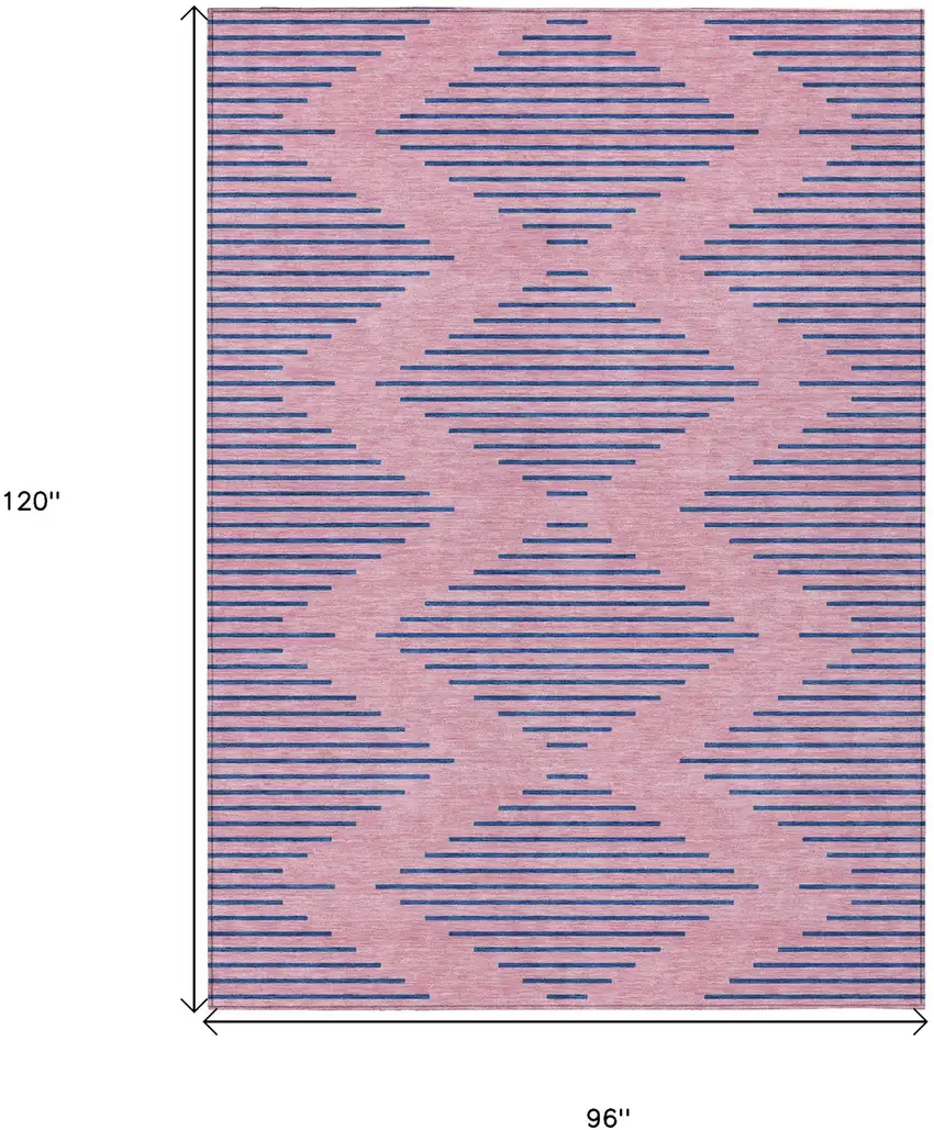 Pink And Blue Geometric Washable Indoor Outdoor Area Rug Photo 3