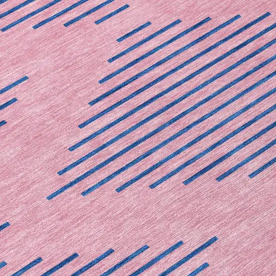 Pink And Blue Geometric Washable Indoor Outdoor Area Rug Photo 5
