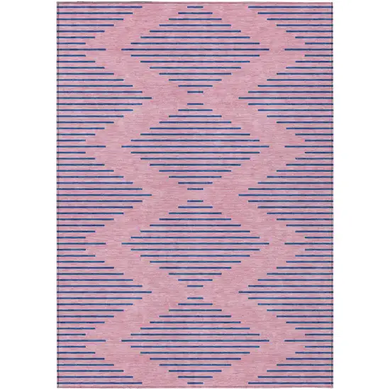 Pink And Blue Geometric Washable Indoor Outdoor Area Rug Photo 2