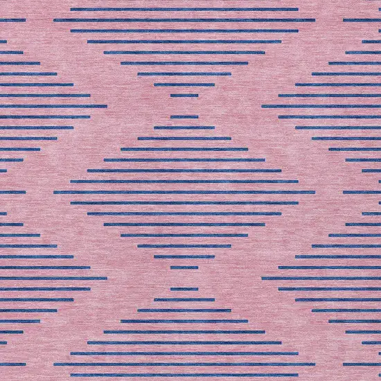 Pink And Blue Geometric Washable Indoor Outdoor Area Rug Photo 6