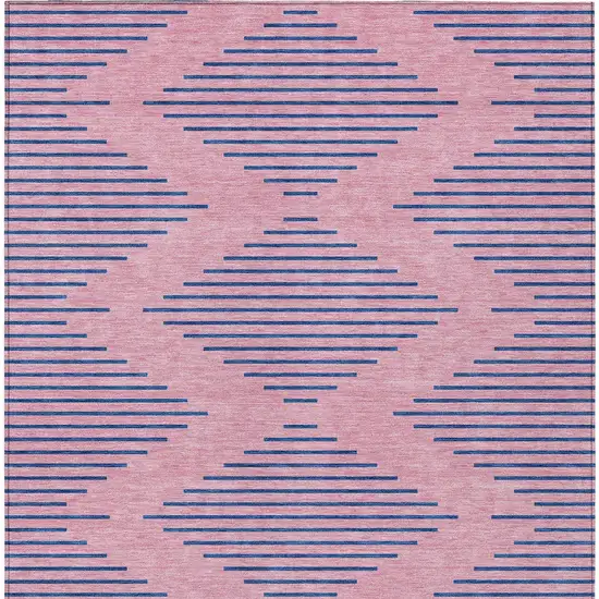 Pink And Blue Geometric Washable Indoor Outdoor Area Rug Photo 7