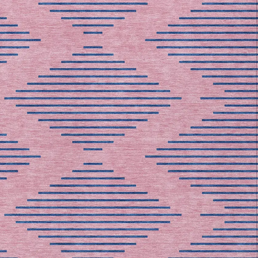 Pink And Blue Geometric Washable Indoor Outdoor Area Rug Photo 4