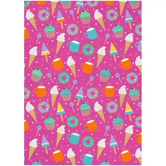 Pink And Blue Ice Cream and Donut Youthful Washable Area Rug Photo 7