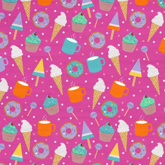 Pink And Blue Ice Cream and Donut Youthful Washable Area Rug Photo 9