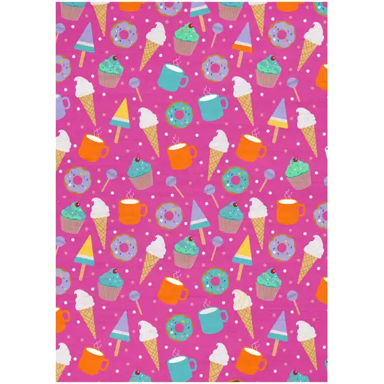 Pink And Blue Ice Cream and Donut Youthful Washable Area Rug Photo 2