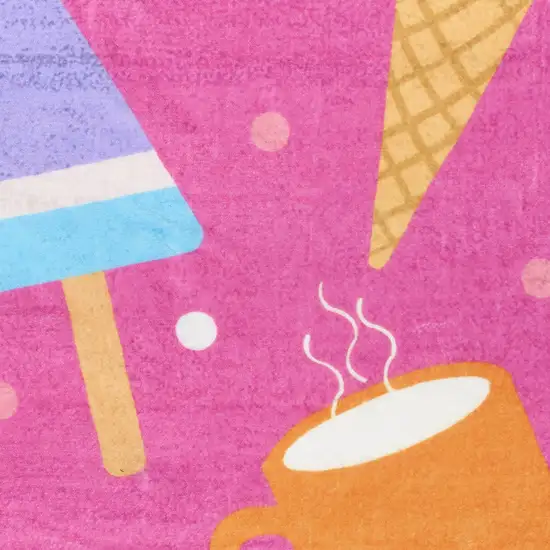 Pink And Blue Ice Cream and Donut Youthful Washable Area Rug Photo 4