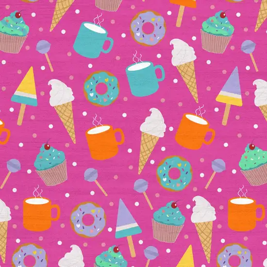 Pink And Blue Ice Cream and Donut Youthful Washable Area Rug Photo 8