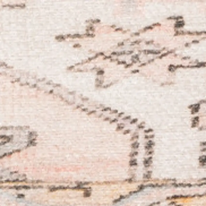 9' X 12' Pink And Blue Oriental Power Loom Stain Resistant Area Rug Photo 5