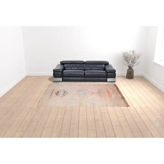 Pink And Blue Oriental Power Loom Stain Resistant Area Rug Photo 3