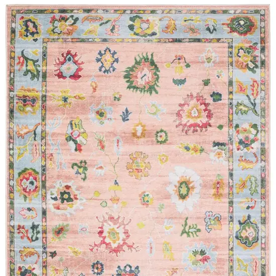 Pink And Blue Oriental Washable Area Rug Photo 3