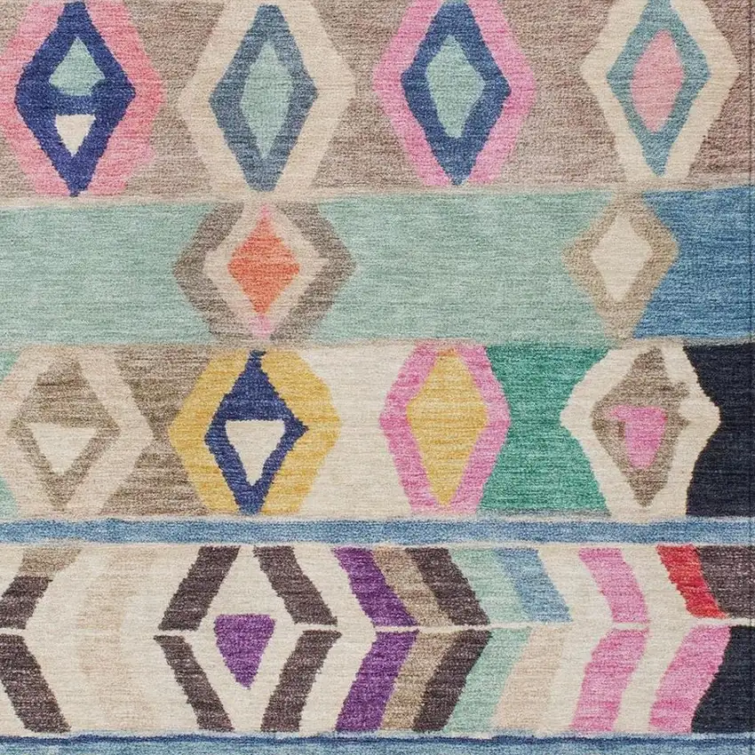 Pink And Blue Tribal Washable Indoor Outdoor Area Rug Photo 3