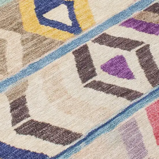Pink And Blue Tribal Washable Indoor Outdoor Area Rug Photo 6